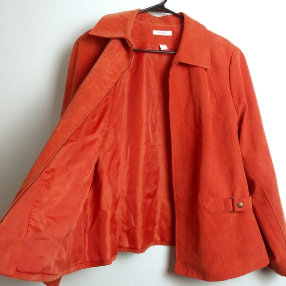 Dressbarn Season Jacket Women's Size 20W Faux Suede Rust Orange - Picture 6 of 16